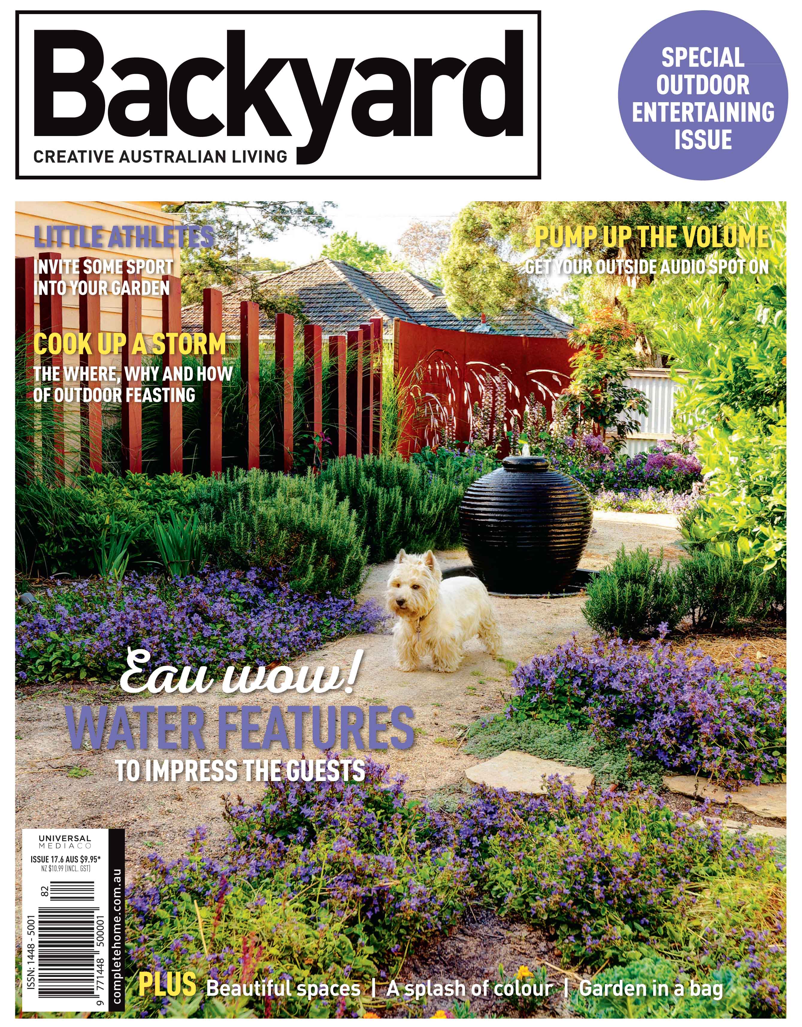 Backyard, garden design, feature, water feature